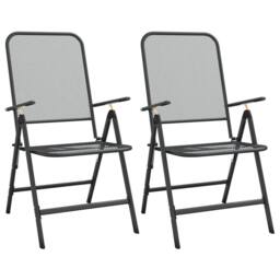 Berkfield Home Folding Garden Chairs 2 pcs Expanded Metal Mesh Anthracite in Black