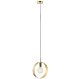 Loops Hanging Ceiling Pendant Light Brushed Brass Hoop Shade Industrial Chic Lamp in Metallics - thumbnail 1