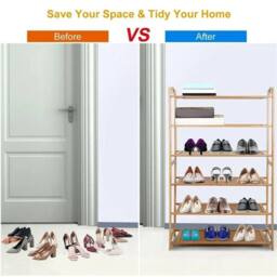 SPETLEK 6-Tier Bamboo Shoe Rack Wooden Footwear Storage Organizer Stand in Brown - Size: 100 cm x 100 cm - thumbnail 4