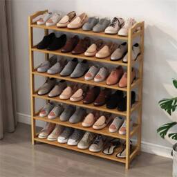 SPETLEK 6-Tier Bamboo Shoe Rack Wooden Footwear Storage Organizer Stand in Brown - Size: 100 cm x 100 cm - thumbnail 3