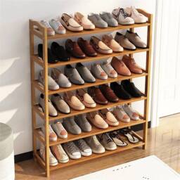 SPETLEK 6-Tier Bamboo Shoe Rack Wooden Footwear Storage Organizer Stand in Brown - Size: 100 cm x 100 cm - thumbnail 5
