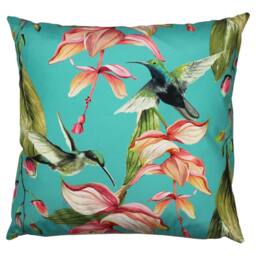 Evans Lichfield Hummingbird Polyester Filled Outdoor Cushion in Blue - Size: 43 cm x 43 cm