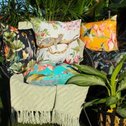 Evans Lichfield Hummingbird Polyester Filled Outdoor Cushion in Blue - Size: 43 cm x 43 cm - thumbnail 5