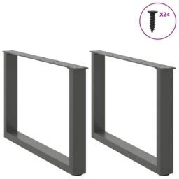 Berkfield Home Coffee Table Legs U-Shaped 2 pcs Anthracite 60x(42-43) cm Steel - thumbnail 3