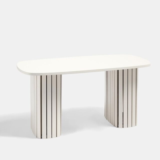 OHS Madison Ribbed Long Coffee Table Living Room Office End Side Table in Cream - image 1