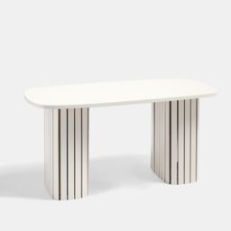 OHS Madison Ribbed Long Coffee Table Living Room Office End Side Table in Cream - thumbnail 1