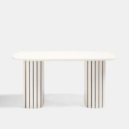 OHS Madison Ribbed Long Coffee Table Living Room Office End Side Table in Cream - thumbnail 2