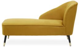 Orsina Cream Velvet Chaise Lounge, Chaise Lounge Sofa for Home, Right Arm Chaise Sofa in Yellow - thumbnail 6