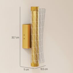 HOMCOM Led Wall Lamp 2 Pack, Modern Indoor Geometric Wall Light, Gold Tone - thumbnail 3
