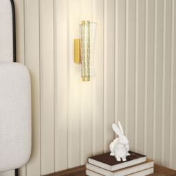 HOMCOM Led Wall Lamp 2 Pack, Modern Indoor Geometric Wall Light, Gold Tone