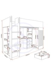 Seconique Jupiter High Sleeper Bed in Taupe - Size: Single - thumbnail 6