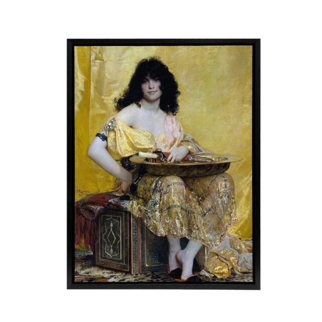 "Artery8 Henri Regnault Biblical Figure Salome Framed Canvas Wall Art Print in Yellow - Size: W12"" x H16""" - image 1