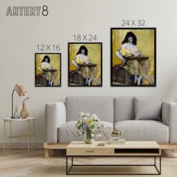 "Artery8 Henri Regnault Biblical Figure Salome Framed Canvas Wall Art Print in Yellow - Size: W12"" x H16""" - thumbnail 4