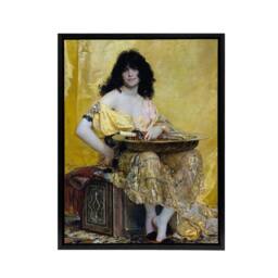 "Artery8 Henri Regnault Biblical Figure Salome Framed Canvas Wall Art Print in Yellow - Size: W12"" x H16""" - thumbnail 1