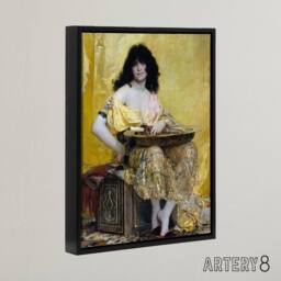 "Artery8 Henri Regnault Biblical Figure Salome Framed Canvas Wall Art Print in Yellow - Size: W12"" x H16""" - thumbnail 2