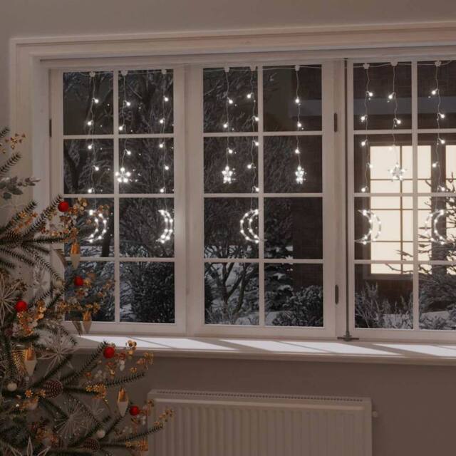 Berkfield Home Star & Moon Fairy Lights Remote Control 138 LED Cold White in Clear - image 1