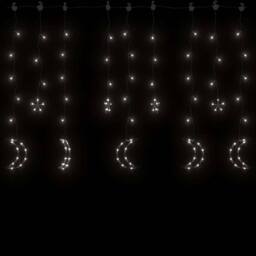 Berkfield Home Star & Moon Fairy Lights Remote Control 138 LED Cold White in Clear - thumbnail 3