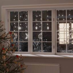 Berkfield Home Star & Moon Fairy Lights Remote Control 138 LED Cold White in Clear - thumbnail 1