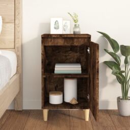 Berkfield Home Bedside Cabinet Smoked Oak 40x35x70 cm Engineered Wood in Brown - Size: 40 x 35 x 70 cm - thumbnail 3