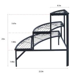 Kelvenix 3 Tier Metal Plant Stand Corner Step Shelf Flower Pot in Black - thumbnail 2