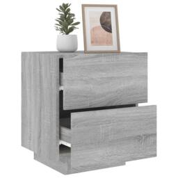 Berkfield Home Decorative Bedside Cabinets with LED Lights 2 pcs Grey Sonoma Eng - thumbnail 4
