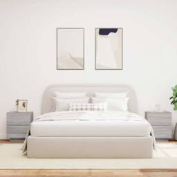 Berkfield Home Decorative Bedside Cabinets with LED Lights 2 pcs Grey Sonoma Eng - thumbnail 1