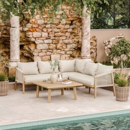 Royalcraft Roma 5 Seater Corner Lounge Set in Natural - thumbnail 5