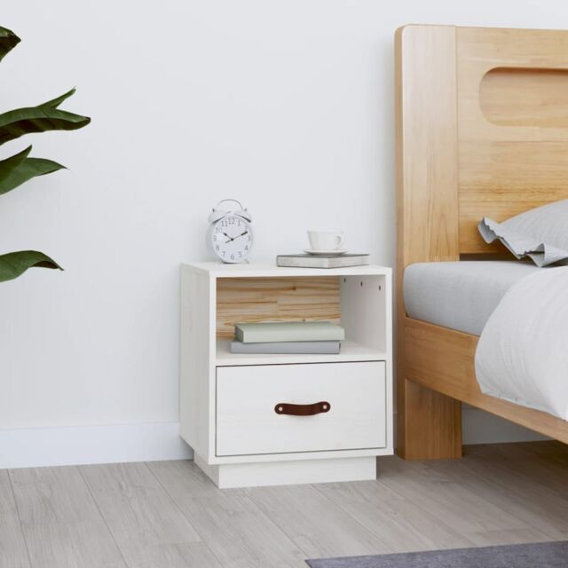 Berkfield Home Bedside Cabinet White 40x34x45 cm Solid Wood Pine - Size: 40 x 34 x 45 cm - image 1