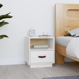 Berkfield Home Bedside Cabinet White 40x34x45 cm Solid Wood Pine - Size: 40 x 34 x 45 cm