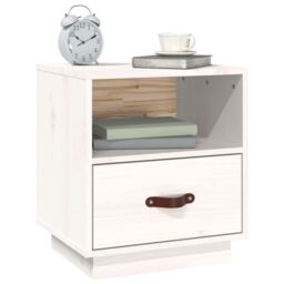 Berkfield Home Bedside Cabinet White 40x34x45 cm Solid Wood Pine - Size: 40 x 34 x 45 cm - thumbnail 4