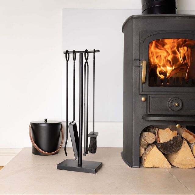 Charles Bentley Redwood Fireside Companion Set Iron Tool Stand Matte Black - image 1
