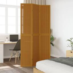 Berkfield Home Room Divider 3 Panels Brown Solid Wood Paulownia - thumbnail 3