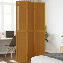 Berkfield Home Room Divider 3 Panels Brown Solid Wood Paulownia - thumbnail 2