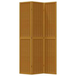 Berkfield Home Room Divider 3 Panels Brown Solid Wood Paulownia - thumbnail 4