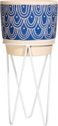 Sass & Belle Blue Wave Cement Planter With Wire Stand - thumbnail 1