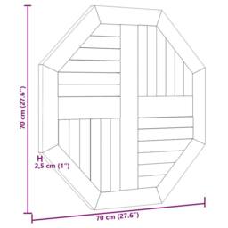 Berkfield Home Table Top 70x70x2.5 cm Octagonal Solid Wood Teak in Brown - thumbnail 7