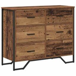 Berkfield Home Modern Chest of Drawers Old Wood 91x35.5x74.5 cm Engineered Wood in Brown - thumbnail 3