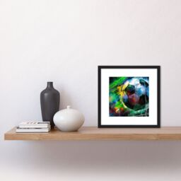 Artery8 Back of the Net Football Soccer Score Goal Abstract Sport Painting Square Wooden Framed Wall Art Print Picture 8X8 Inch in Black - thumbnail 2