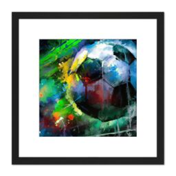 Artery8 Back of the Net Football Soccer Score Goal Abstract Sport Painting Square Wooden Framed Wall Art Print Picture 8X8 Inch in Black - thumbnail 1