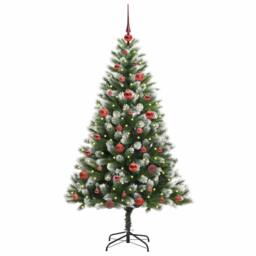 Berkfield Home Artificial Hinged Christmas Tree with Flocked Snow 150 cm in Green - thumbnail 3