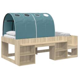 Berkfield Home Bed Frame with Tunnel 3 pcs Sonoma Oak & Light Blue in Brown - thumbnail 2
