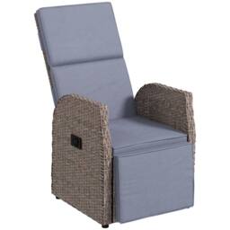 OUTSUNNY Outdoor Recliner Chair w/ Cushion Rattan Reclining Lounge Chair in Brown - thumbnail 2