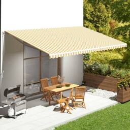 Berkfield Home Replacement Fabric for Awning Yellow & White 6x3.5 m - thumbnail 2