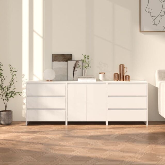 Berkfield Home 3 Piece Sideboard White Engineered Wood - image 1