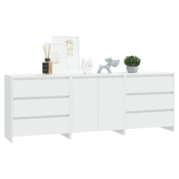 Berkfield Home 3 Piece Sideboard White Engineered Wood - thumbnail 6