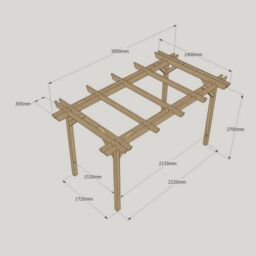 Rutland County Garden Furniture Ltd Double Garden Pergola - Wood - L240 x W300 x H270 cm - Rustic Brown in Light Green - thumbnail 5