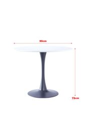 Living and Home 3-piece Set of Round Dining Table & 2 PU Leather Dining Chairs Coffee Table Set in Black - thumbnail 6