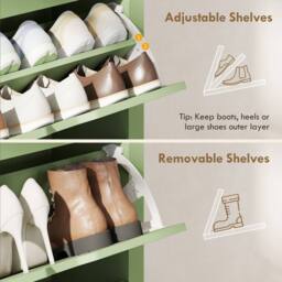 KORVIXA Shoe Storage Cabinet Tabletop High Gloss Green 3 Drawers - thumbnail 4