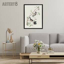 "Artery8 Canadian Titmouse Bird Audubon Nature Black Framed Canvas Wall Art in White - Size: W12"" x H16""" - thumbnail 3