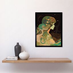"Artery8 Wall Art Print Aurora Borealis Modern Concept Art Art Framed in Black - Size: W12"" x H16""" - thumbnail 2